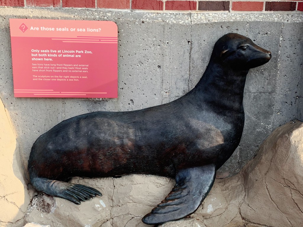 A photo of a seal sculpture in Lincoln Park Zoo, Chicago, USA