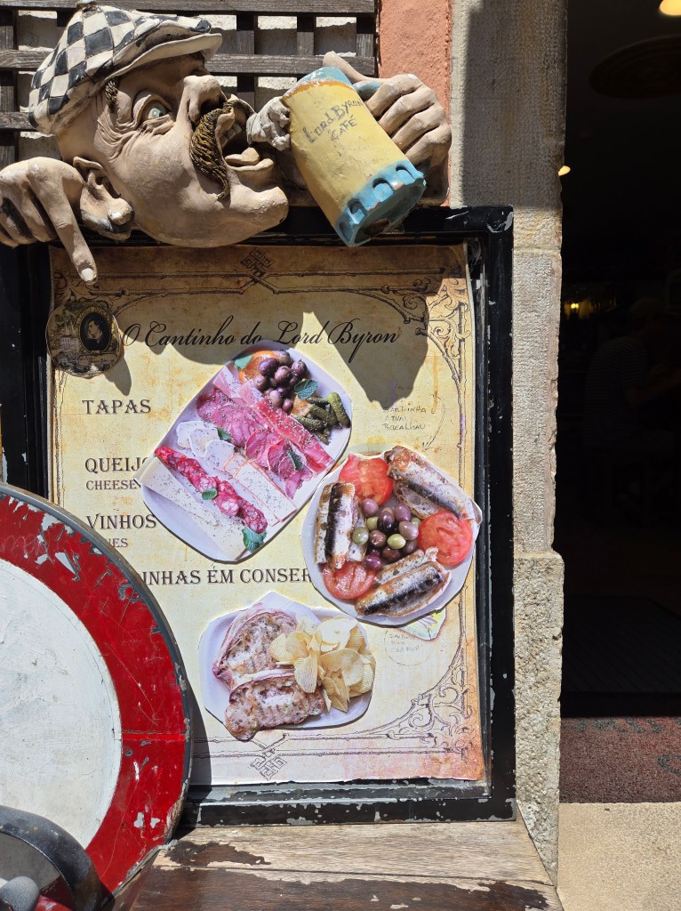 A photo of a menu at Lord Byron Cafe in Sintra, Portugal